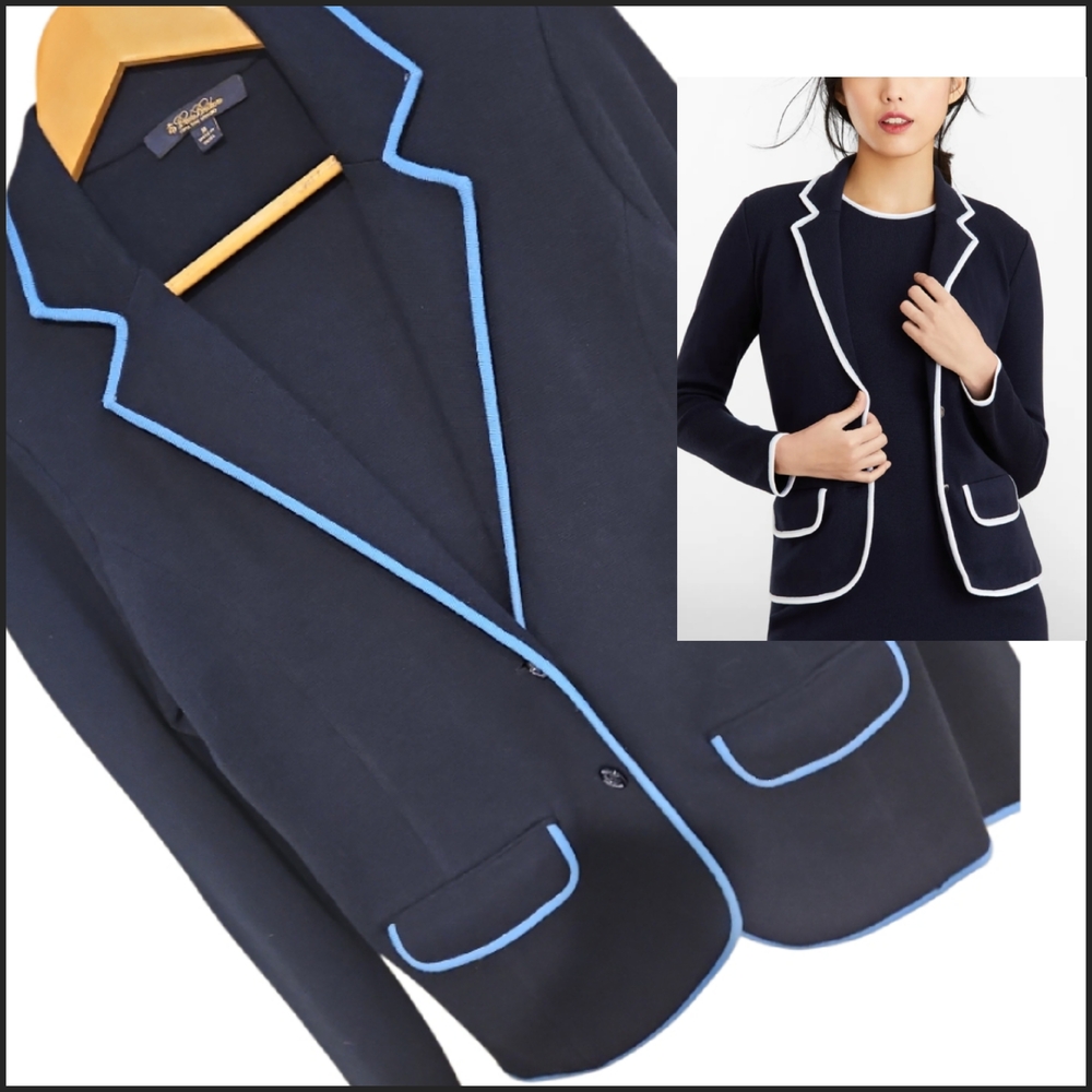 BROOKS BROTHERS Milano Merino Wool Knit Rowing Blazer Jacket Medium.